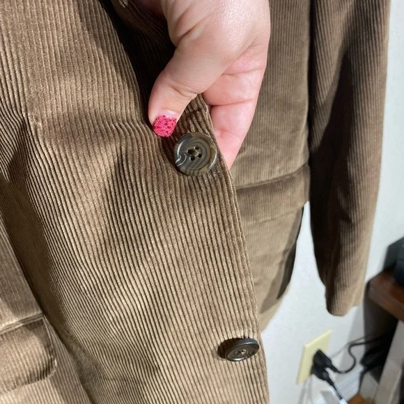 SADDLEBRED brown corduroy textured 2 button blazer jacket classic work career - Picture 3 of 8